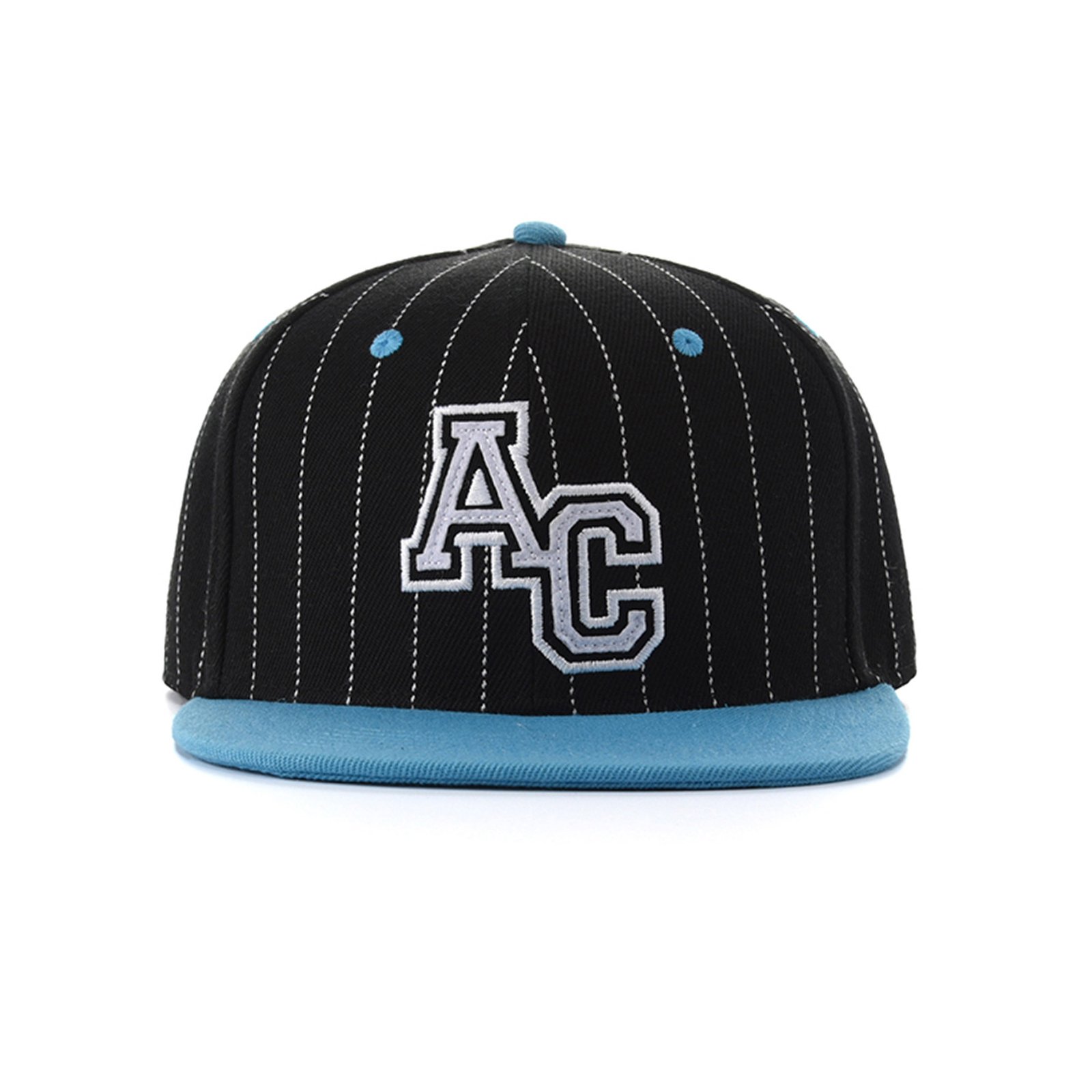 01 Pinstripe Snapback Cap – Embroidered Flat Brim Custom Design - Image 1