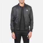 Black Windbreaker Jacket - Lightweight Zip Up Bomber Style Custom