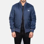 Navy Windbreaker Jacket - Lightweight Bomber Zip Up Casual Custom