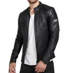 Black Quilted Leather Jacket – Slim Fit Zip Front Premium Outerwear