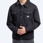 Black Sherpa Collar Denim Jacket – Classic Trucker Winter Style