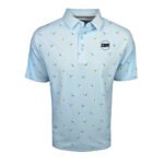 Light Blue Printed Polo Shirt – Custom Short Sleeve Pattern Polo Tee