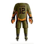 Pro Strike Ice Hockey Uniform Set – Olive Green & Orange Team Kit - Image 2