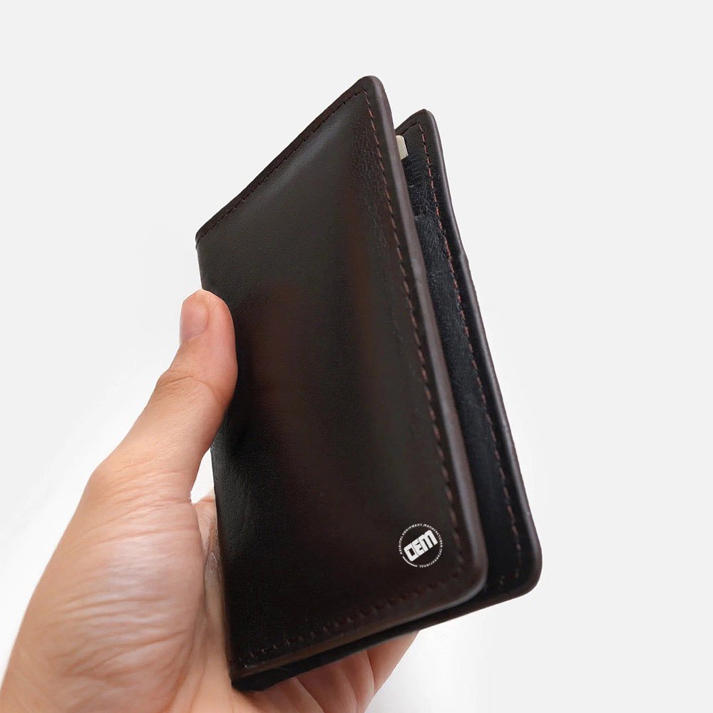 05 Cow Leather Wallet | Coffee Brown Slim Vertical Style - Image 1