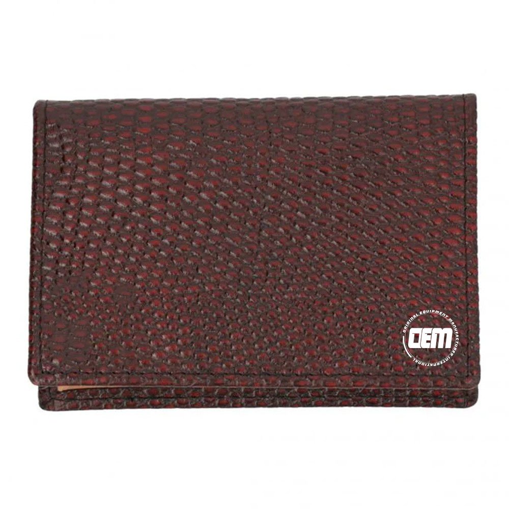 09 Textured Leather Card Holder | Brown Pattern Slim Style - Image 1
