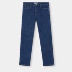 Dark Blue Regular Fit Denim Jeans Clean Look Everyday Pants