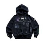 Black Oversized Pullover Hoodie – Graphic Printed Casual Sweatshirt