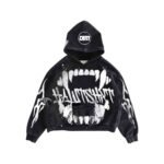 Black Oversized Graphic Hoodie – Screen Printed Casual Sweatshirt