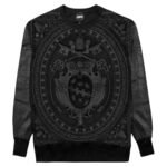 Black Gothic Crest Screen Print Sweatshirt – Custom Streetwear