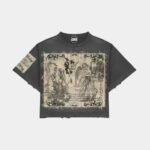 Grey Cropped Patch T-Shirt – Custom Stitched Graphic Streetwear Tee