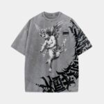 Angel Graphic Oversized T-Shirt – Custom Grey Printed Streetwear Tee