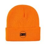Orange Embroidered Knit Beanie – Cuffed High Visibility Custom Headwear