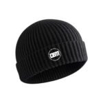 Black Ribbed Knit Beanie – Cuffed Winter Hat Custom Headwear