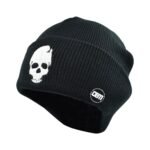 Black Skull Knit Beanie – Graphic Cuffed Winter Hat Custom Headwear