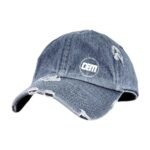 Distressed Denim Baseball Cap – Washed Ripped Casual Custom Design