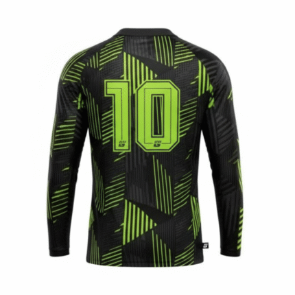 Men’s VoltStrike Full Sleeve Sports T-Shirt – Black & Neon Green Performance model photo back photo