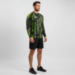 Men’s VoltStrike Full Sleeve Sports T-Shirt – Black & Neon Green Performance model photo