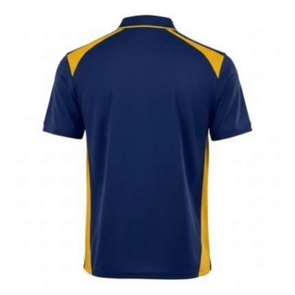 navy and yellow golf polo shirt for men performance breathable sportswear