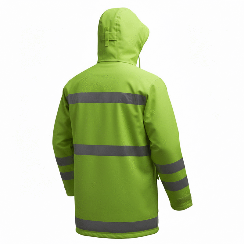 Neon Green Work Wear Reflector Jacket For Winters back