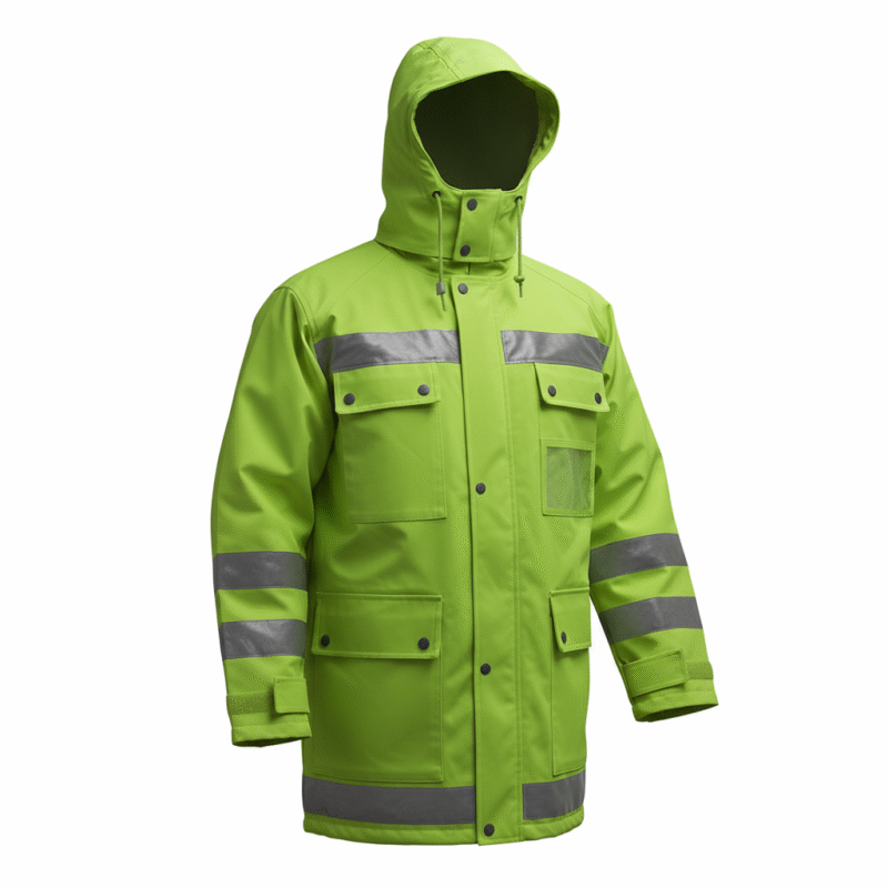 Neon Green Work Wear Reflector Jacket For Winters front