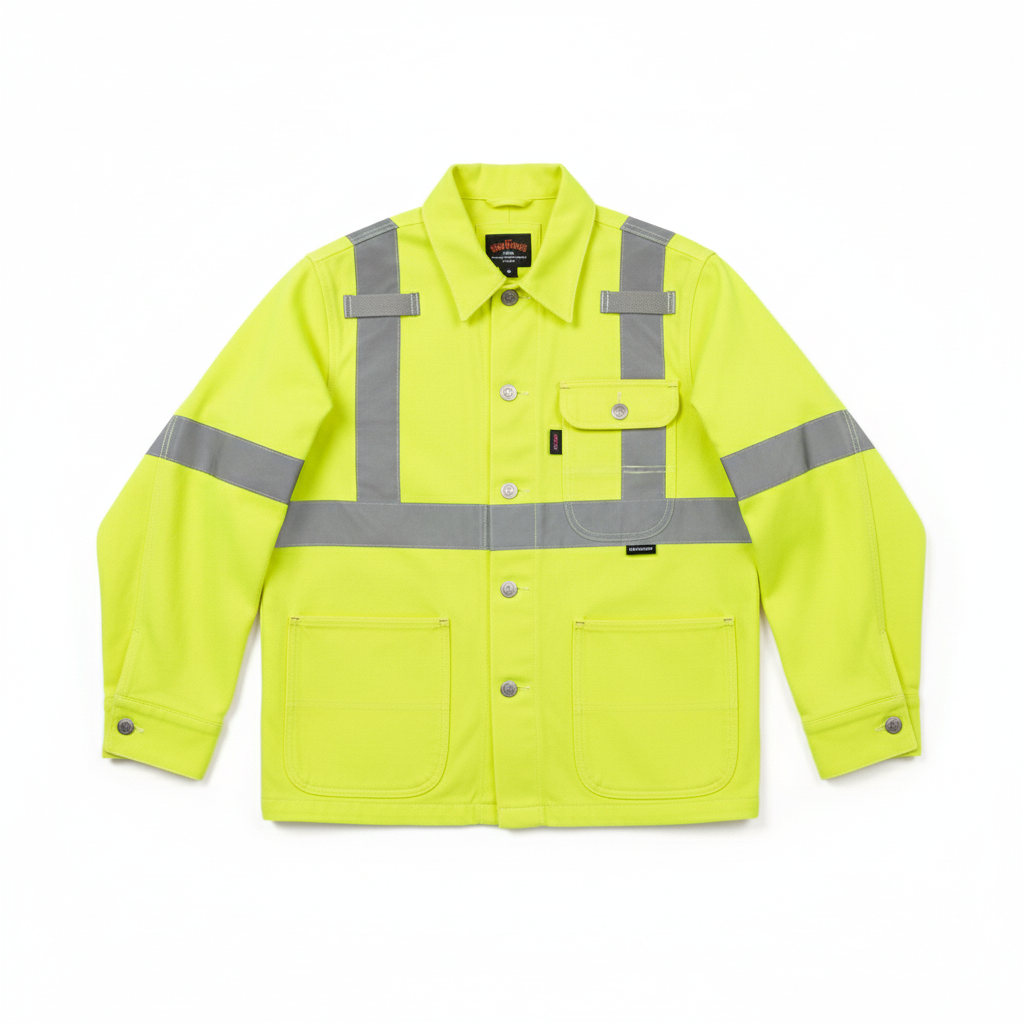 Neon Green Work Wear Reflector Jacket Front Neon Green Work Wear Reflector Jacket front photo
