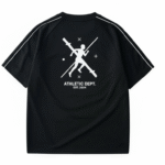 Oversized Black Sports T-Shirt with White Reflector Piping back