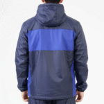 Blue panelled windbreaker jacket with lightweight windproof design for sports and outdoor use
