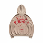 beige oversized zip hoodie with graphic printed design casual streetwear sweatshirt