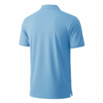 Light blue polo shirt with short sleeves and collar design for uniform and casual wear