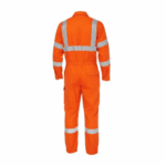 Orange safety coverall with reflective tape for high visibility industrial workwear use