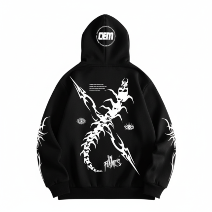 black regular fit zip hoodie with graphic printed design casual sweatshirt for men