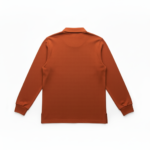 Brown long sleeve polo shirt with collar and button placket design for uniform and casual wear