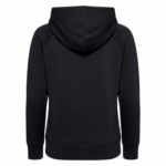 Midnight black pullover hoodie with white drawstrings and front kangaroo pocket