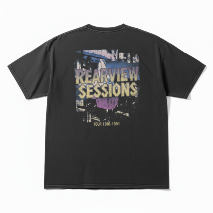 black oversized printed tee shirt