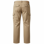 Khaki cargo work pants with multi pocket utility design for industrial use