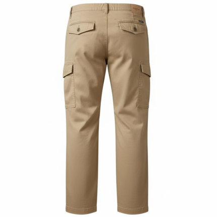 Khaki cargo work pants with multi pocket utility design for industrial use
