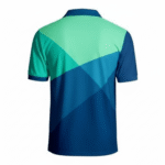 blue and green geometric golf polo shirt for men performance breathable sportswear