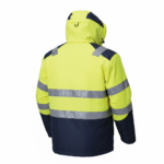 Yellow Winter Work Wear Jacket With Hoodie back