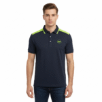 navy and lime green performance golf polo shirt for men breathable athletic sportswear