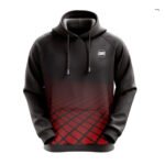 Black Red Performance Hoodie – Gradient Mesh Sports Sweatshirt