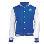 Royal Blue White Varsity Jacket – Clean Two Tone Snap Outerwear