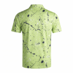 lime green splash print golf polo shirt for men performance breathable sportswear